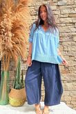 Prairie Pintuck Cotton Smock Denim